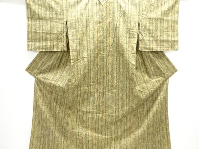 JAPANESE KIMONO / HITOE TSUMUGI / WOVEN ASANOHA PATTERN 